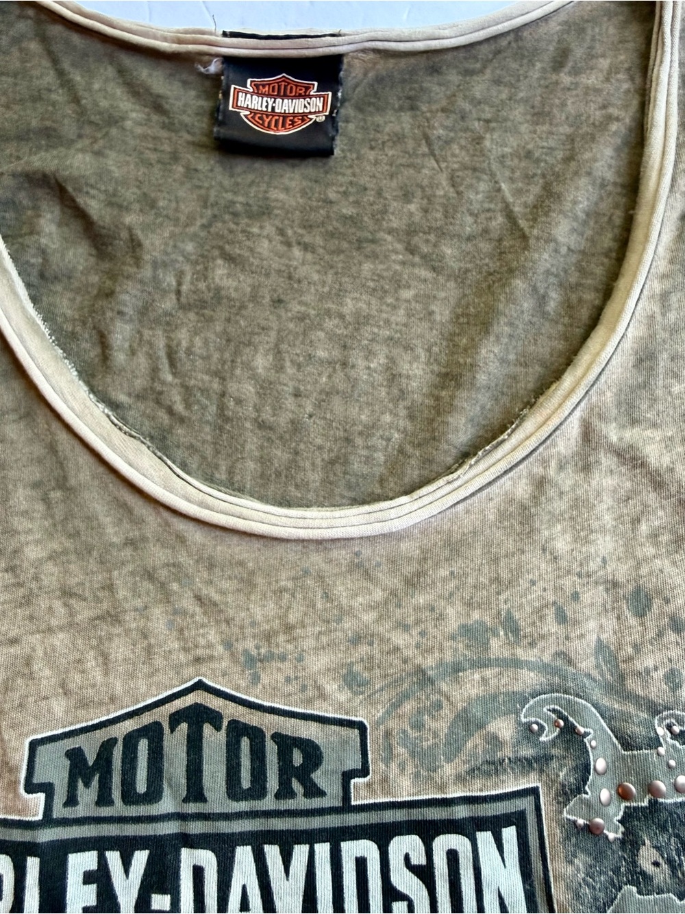 Harley-Davidson Olive Green and Black Logo Tank Top - Picture 9 of 10